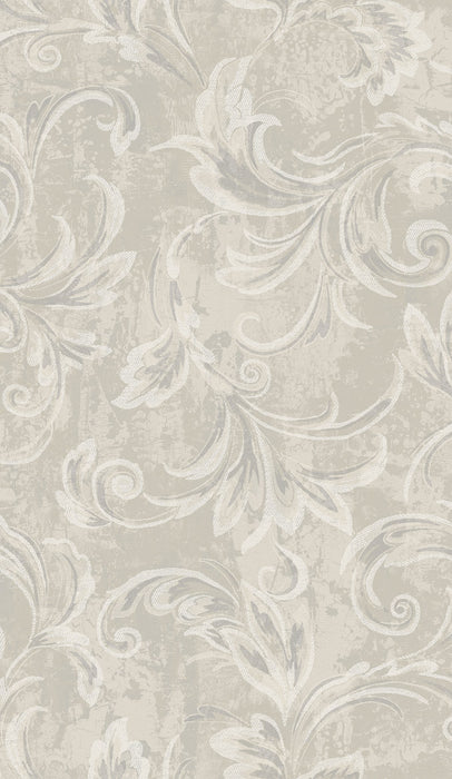 Seabrook Designs Scroll Champagne, Silver, And Ivory Wallpaper Sample 2010108