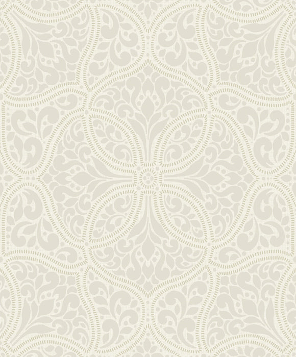 Seabrook Designs Scroll Trail Alabaster And Tan Wallpaper Sample 2010705