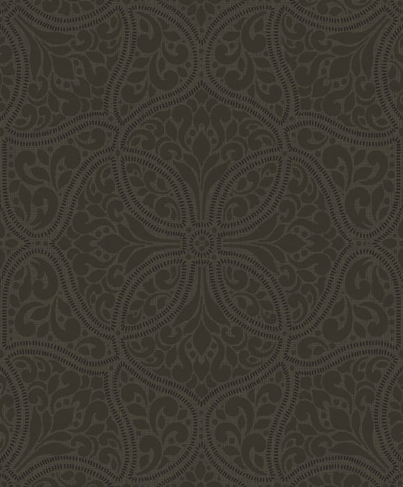 Seabrook Designs Scroll Trail Mocha And Ebony Wallpaper Sample 2010706