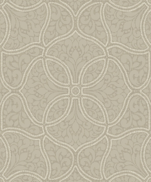 Seabrook Designs Scroll Trail Taupe And Ivory Wallpaper Sample 2010707