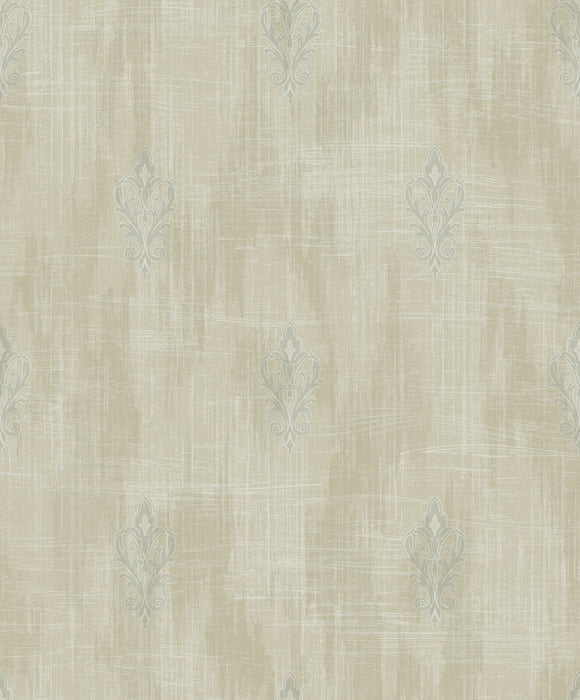 Seabrook Designs Fleur De Lis Silver And Beige Wallpaper 2011104