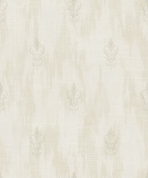 Seabrook Designs Fleur De Lis Silver And Pearl Wallpaper Sample 2011105