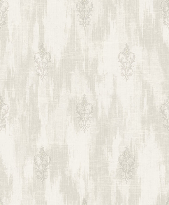 Seabrook Designs Fleur De Lis Silver And Alabaster Wallpaper Sample 2011107