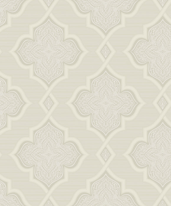 Seabrook Designs Trellis Pearl, Ivory, And Glitter Wallpaper Sample 2011205