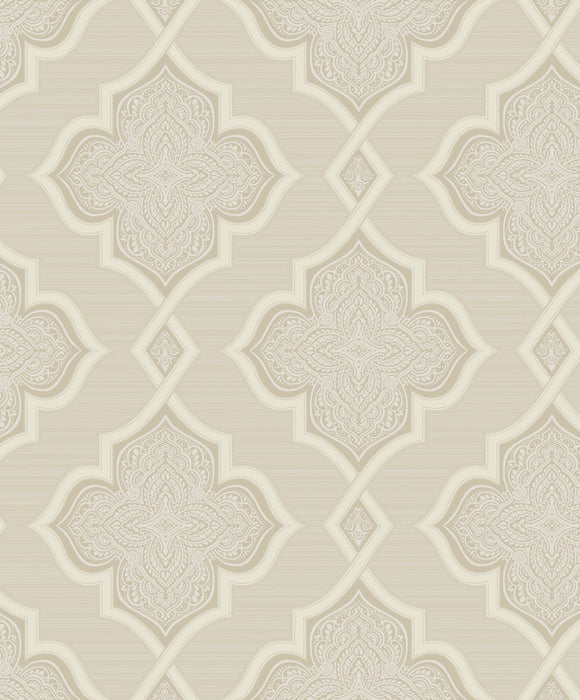 Seabrook Designs Trellis Beige, Ivory, And Glitter Wallpaper Sample 2011207