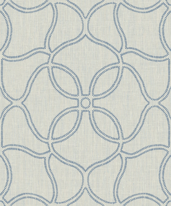 Seabrook Designs Geo Lattice Ocean Blue And Tan Wallpaper 2011502