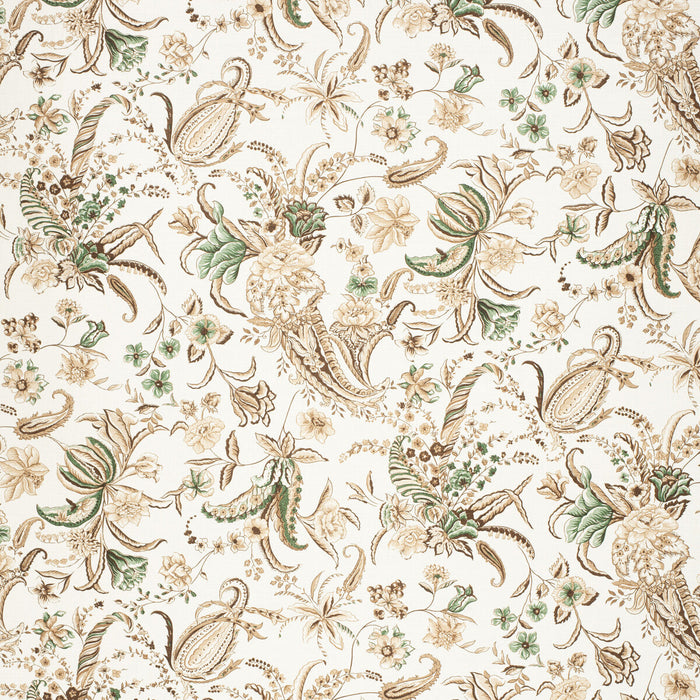 Lee Jofa Paisley Passion Brow/Gree Fabric Sample 2020155.6316.0