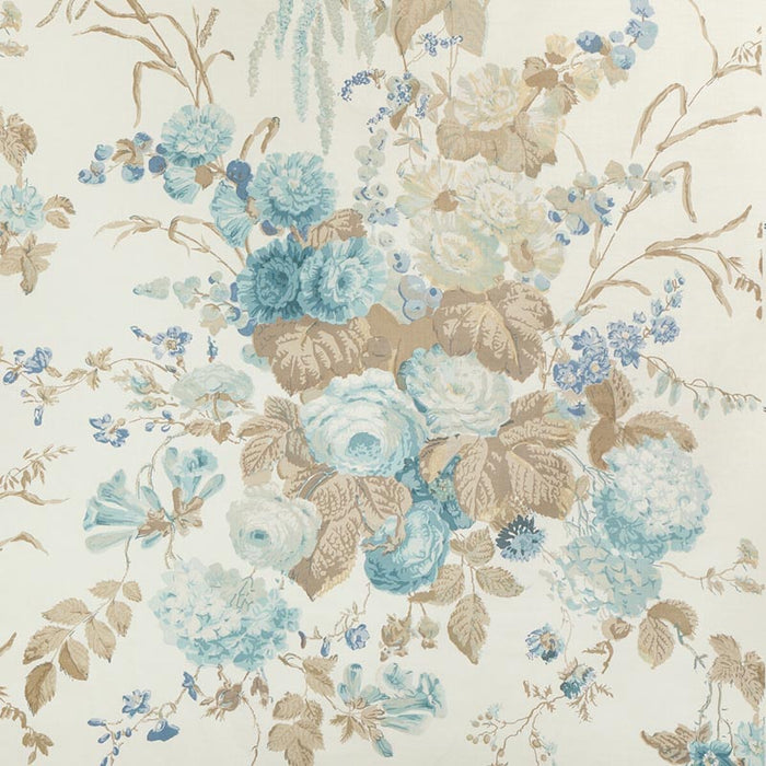 Lee Jofa Floral Bouquet Aqua/Dune Fabric Sample 2023120.635.0