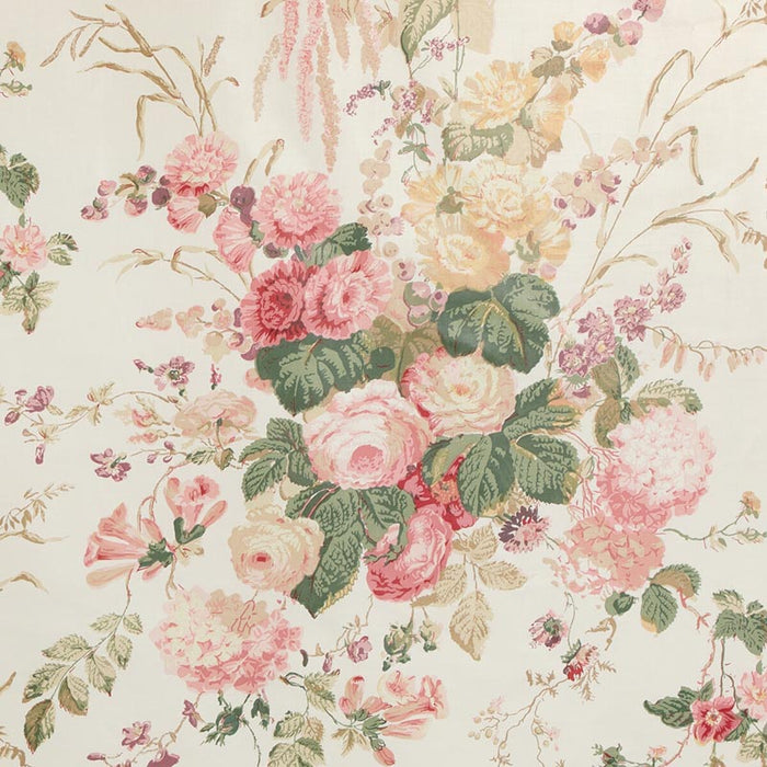 Lee Jofa Floral Bouquet Pink/Ivy Fabric Sample 2023120.73.0