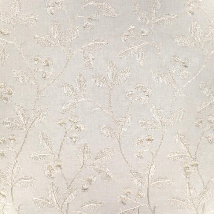 Lee Jofa Iris Embroidery Ivory Fabric 2023144.1.0