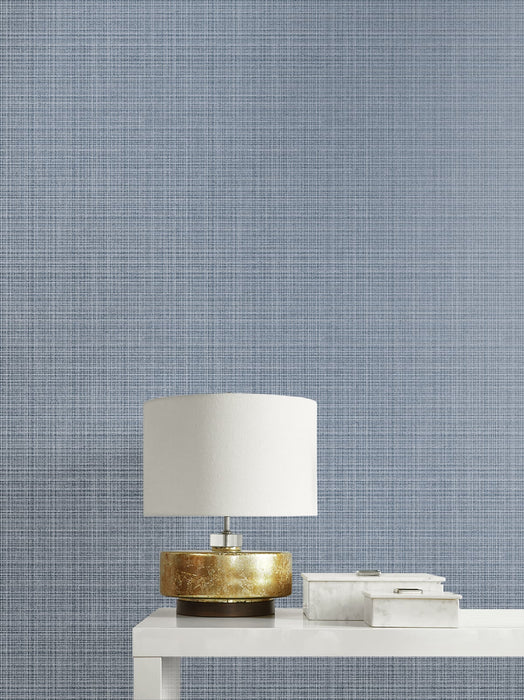 Seabrook Designs Crosshatch Linen Metallic Slate Blue Wallpaper Sample 2231902