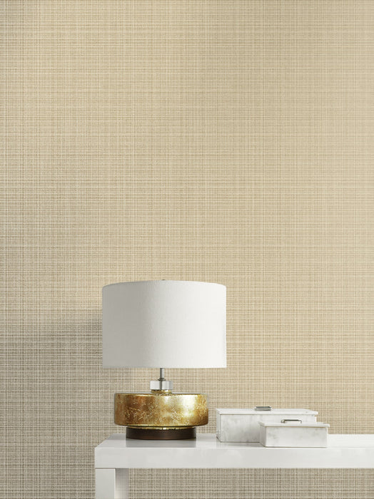 Seabrook Designs Crosshatch Linen Metallic Khaki Wallpaper 2231905