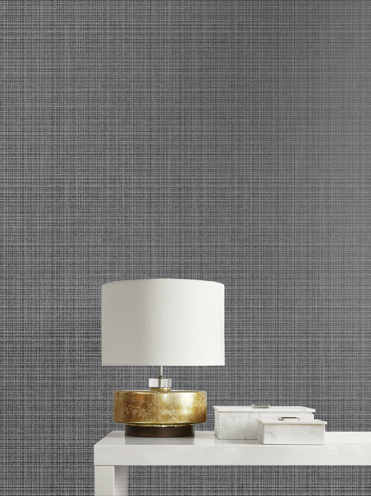 Seabrook Designs Crosshatch Linen Metallic Coal Wallpaper 2231908