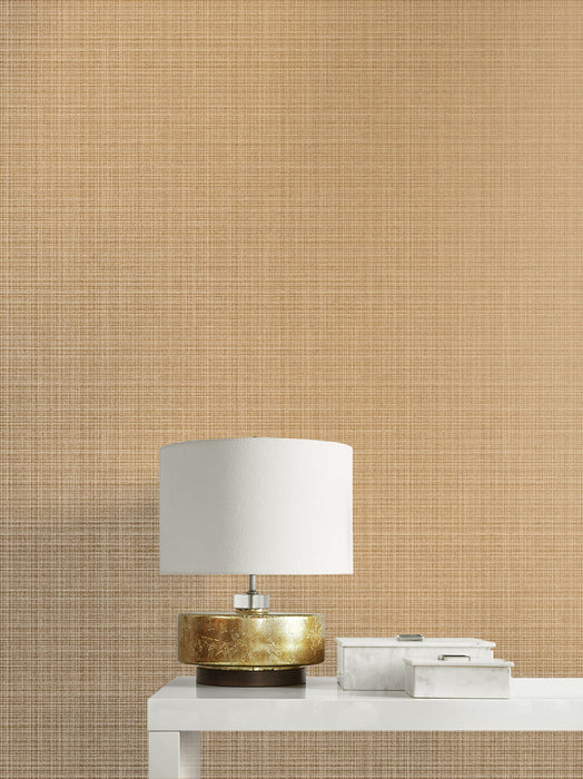 Seabrook Designs Crosshatch Linen Metallic Antique Brass Wallpaper 2231915