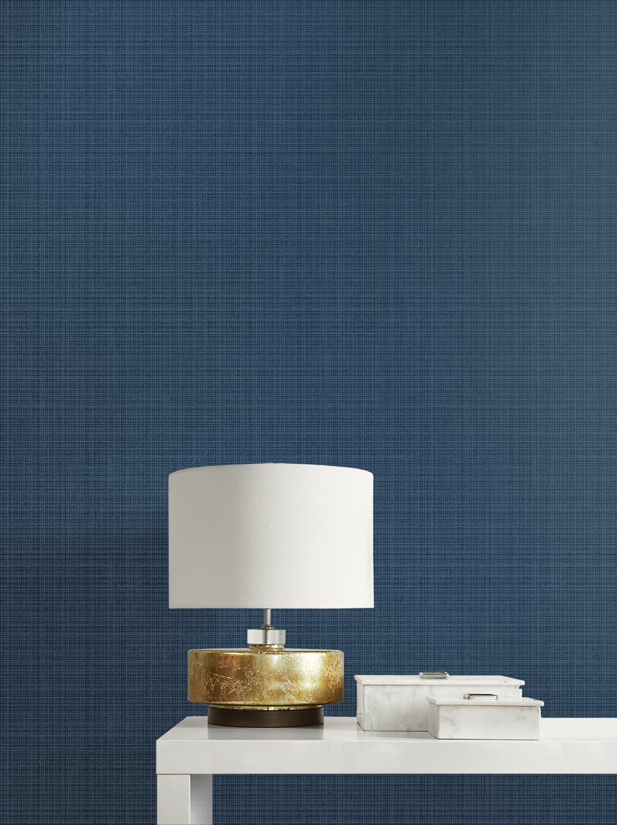 Seabrook Designs Crosshatch Linen Metallic Storm Blue Wallpaper 2231922