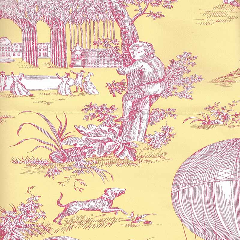 Quadrille Ballon De Gonesse Fuschia Citron Wallpaper 2232-207