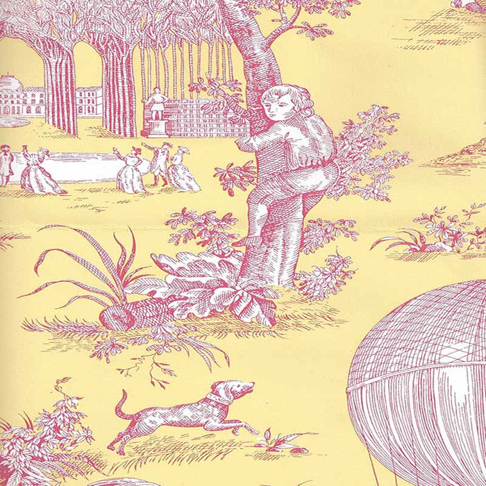 Quadrille Ballon De Gonesse Fuschia Citron Wallpaper Sample 2232-207