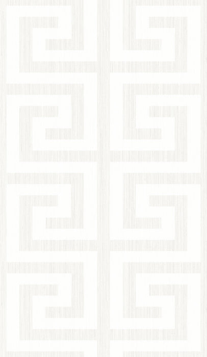 Seabrook Designs Greek Key Metallic Pearl & Ivory Wallpaper Sample 2232000