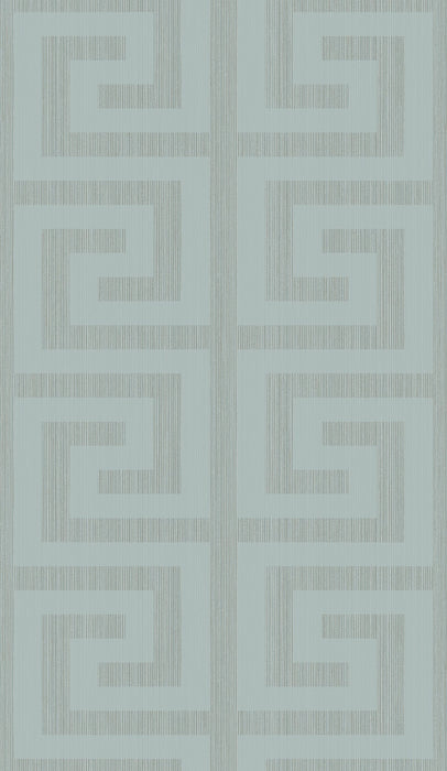 Seabrook Designs Greek Key Metallic Sea Green Wallpaper Sample 2232004