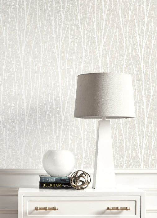 Seabrook Designs Birch Trail Metallic Pearl & Glitter Wallpaper Sample 2232100