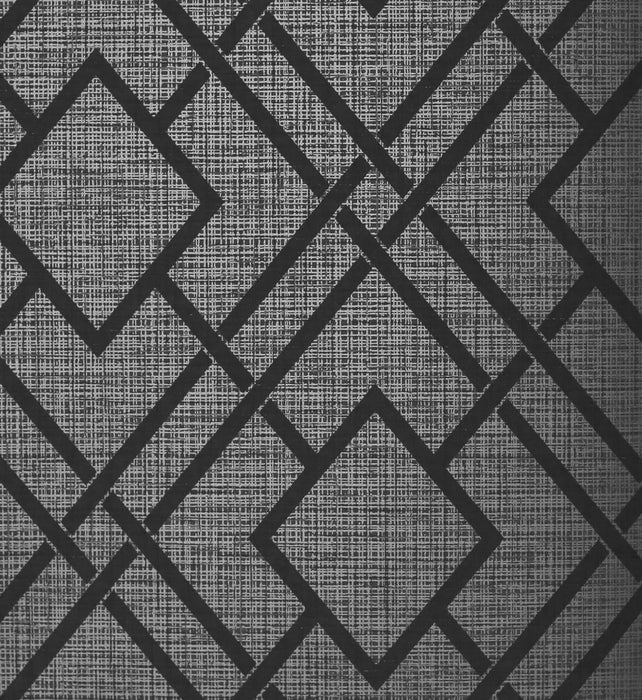 Seabrook Designs Diamond Lattice Metallic Coal Wallpaper Sample 2232208