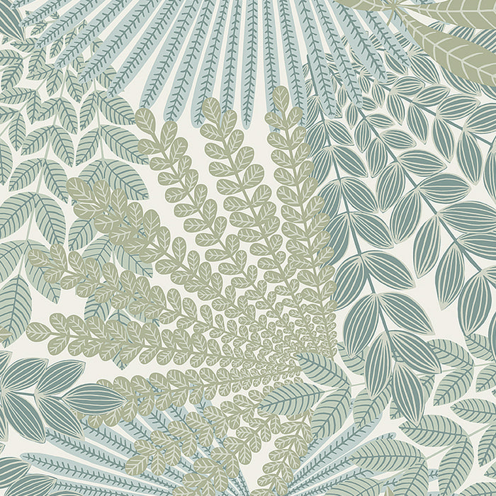 Schumacher Velvet Leaves Ivory And Sage Wallpaper 2262