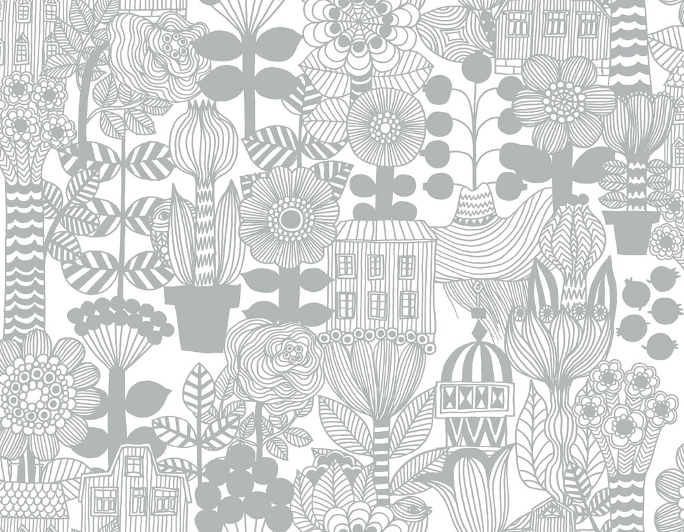 Seabrook Designs Lintukoto Gray And Off-white Wallpaper 23305X