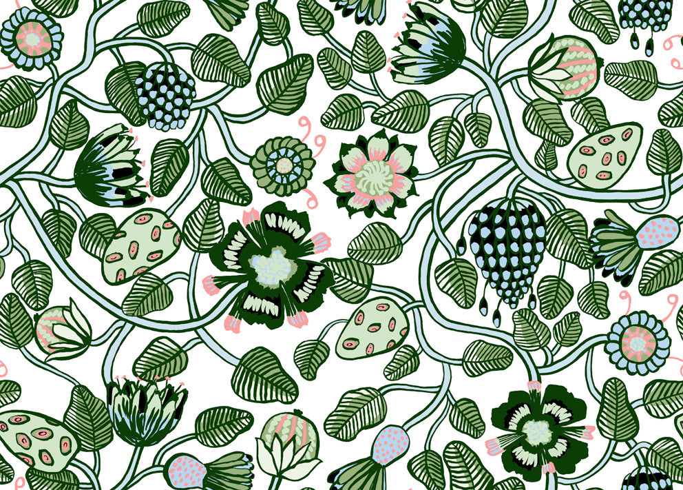 Seabrook Designs Pieni Tiara Emerald, Jade, And Light Blue Wallpaper Sample 23332X