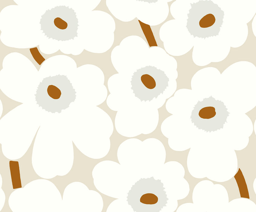 Seabrook Designs Unikko Gray And Caramel Wallpaper Sample 23351X