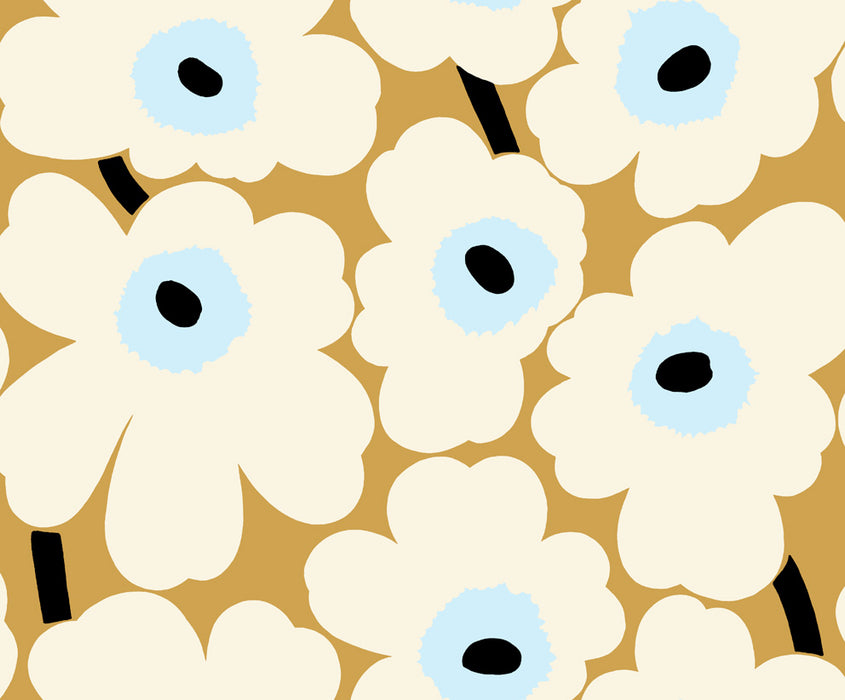 Seabrook Designs Unikko Mustard And Sky Blue Wallpaper Sample 23352X