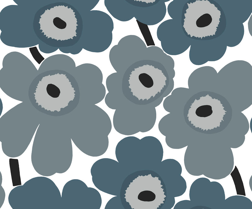 Seabrook Designs Unikko Steel Blue And Gray Wallpaper Sample 23353X