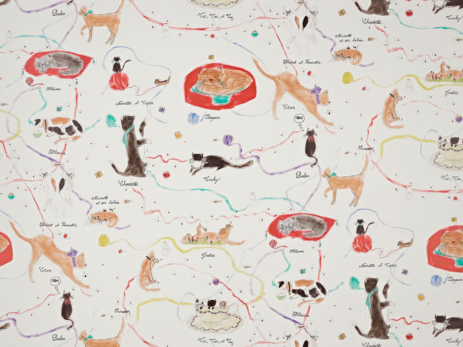 Pierre Frey Les Petits Chats De Colette Multicolore Wallpaper Sample FP807001