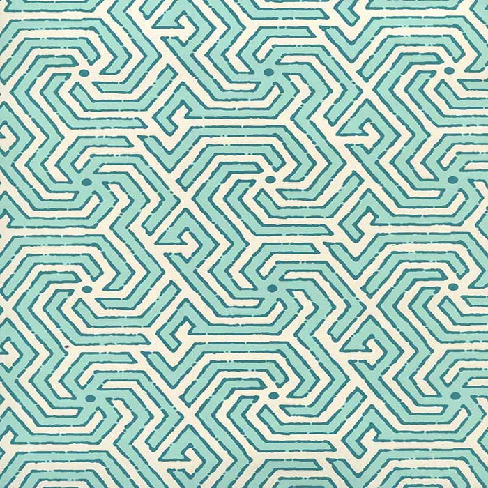 China Seas Maze Reverse Two Colors Turquoise Dark Turquoise Wallpaper 2520-01OWP