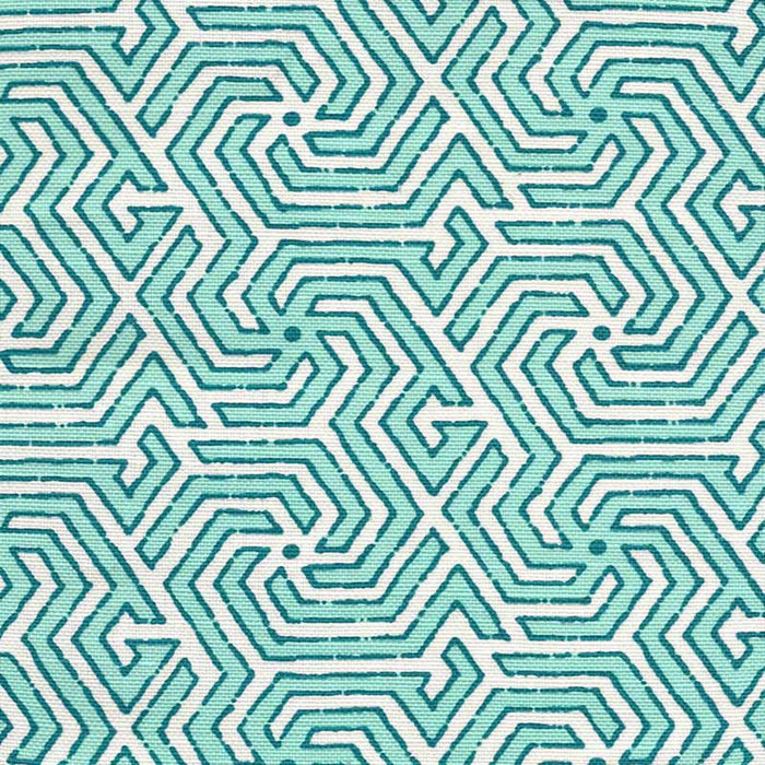 China Seas Maze Reverse Two Colors Turquoise Dk Turquoise Fabric Sample 2520-01