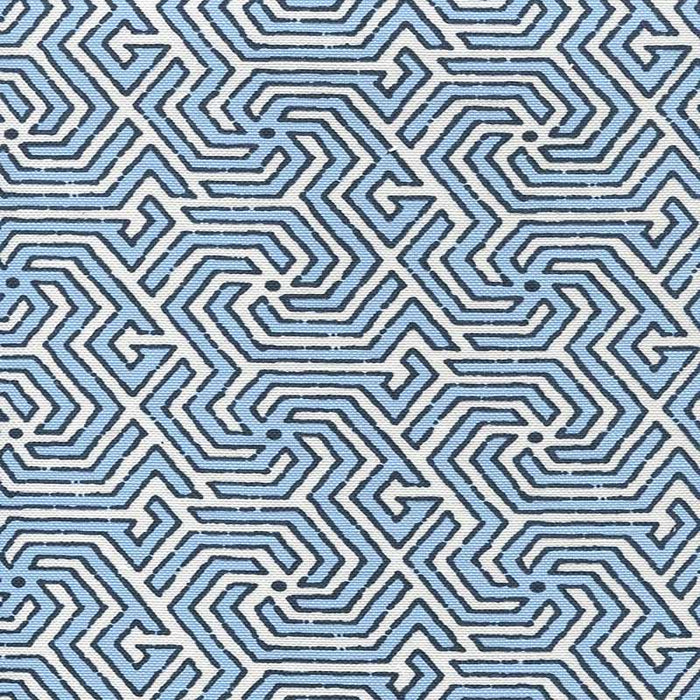 China Seas Maze Reverse Two Colors Navy Windsor Blue Fabric Sample 2520-08WLC