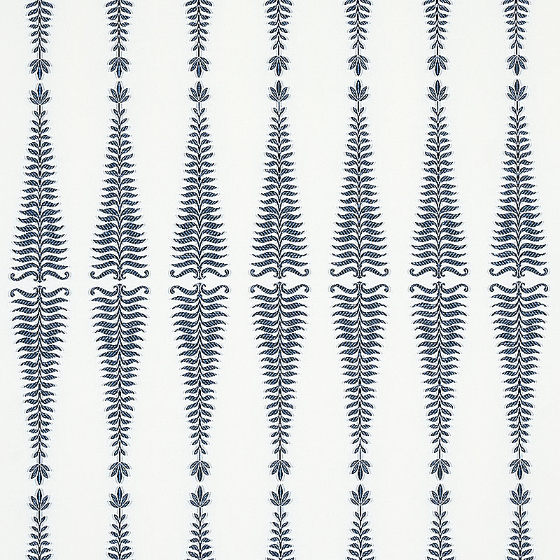 Schumacher Fern Tree Navy & White Fabric 2643882