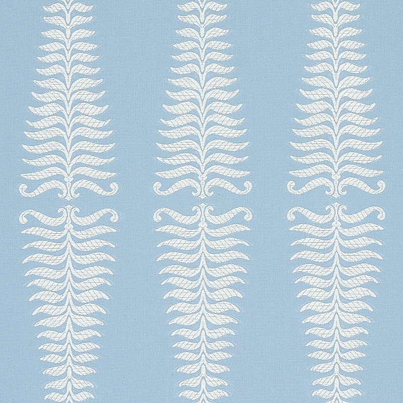 Schumacher Fern Tree Ivory & Sky Fabric 2643884