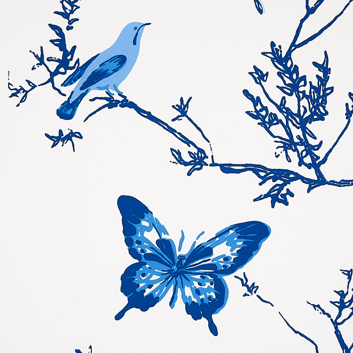 Schumacher Birds & Butterflies Porcelain Wallpaper 2704421