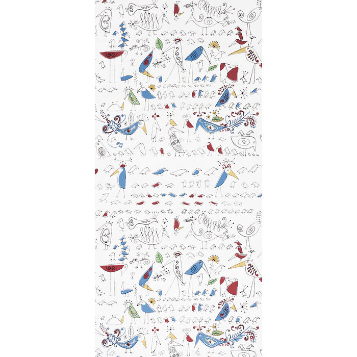 Schumacher Aviary Multi On White Wallpaper 2705511