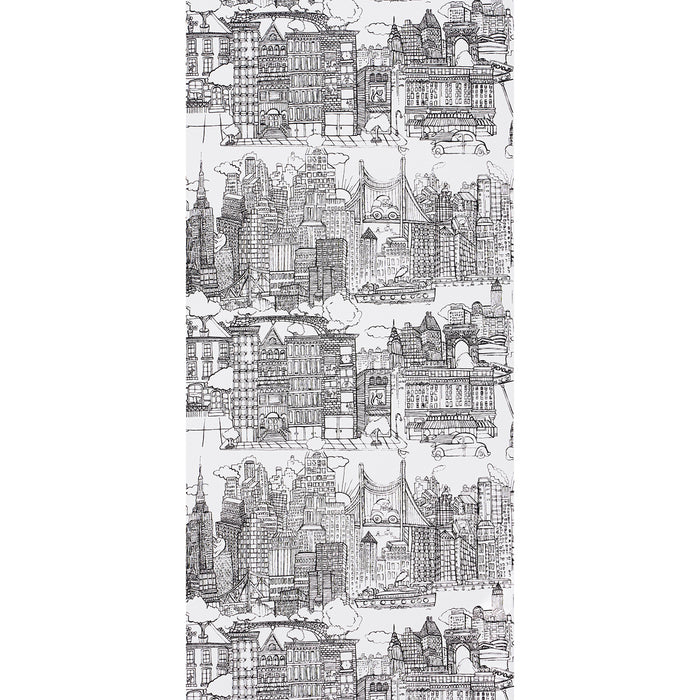 Schumacher New York  New York Black On White Wallpaper 2705530