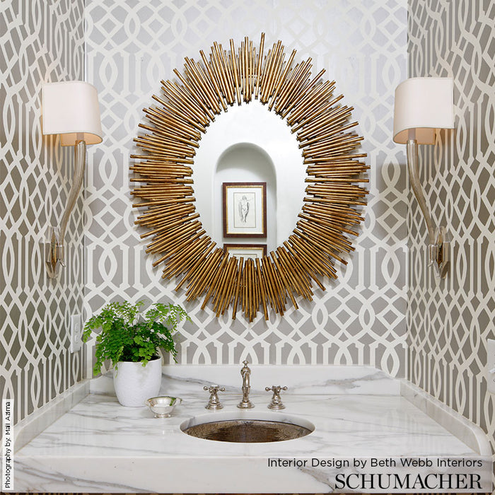 Schumacher Imperial Trellis Alabaster Wallpaper 2707211