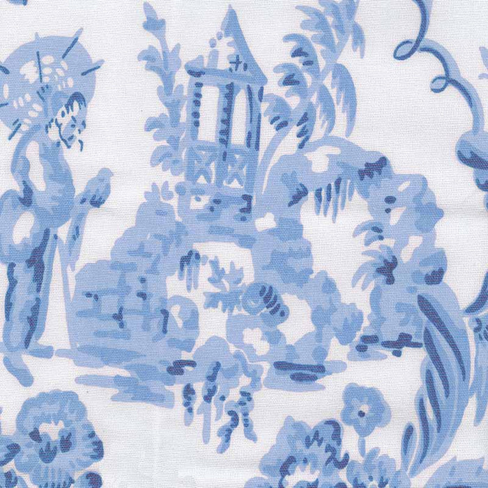 Quadrille Madame Butterfly Blues Fabric Sample 301340F