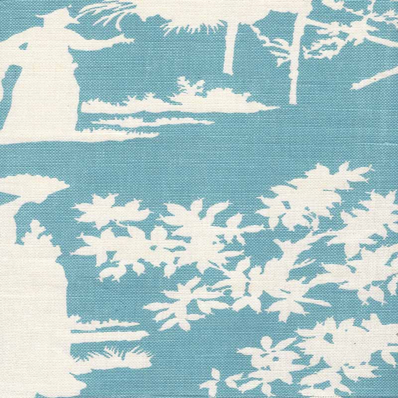 Quadrille Paradise Background Turquoise Fabric 301980F