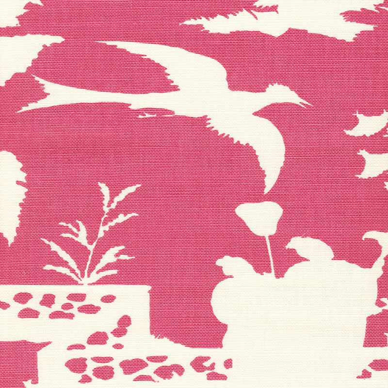 Quadrille Paradise Background Raspberry Fabric 301982F