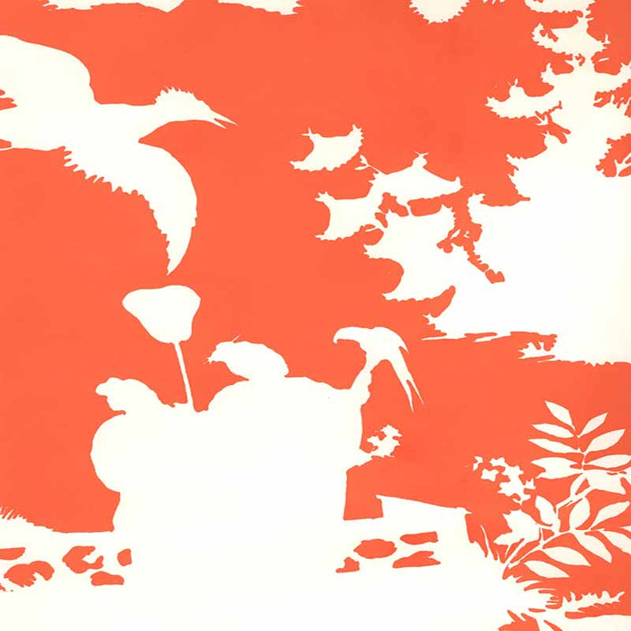 Quadrille Paradise Background Orange Wallpaper Sample 301988W