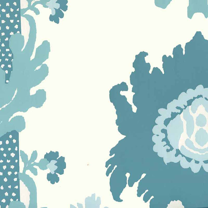 Quadrille Henriot Floral Turquoise Wallpaper Sample 302042AWP