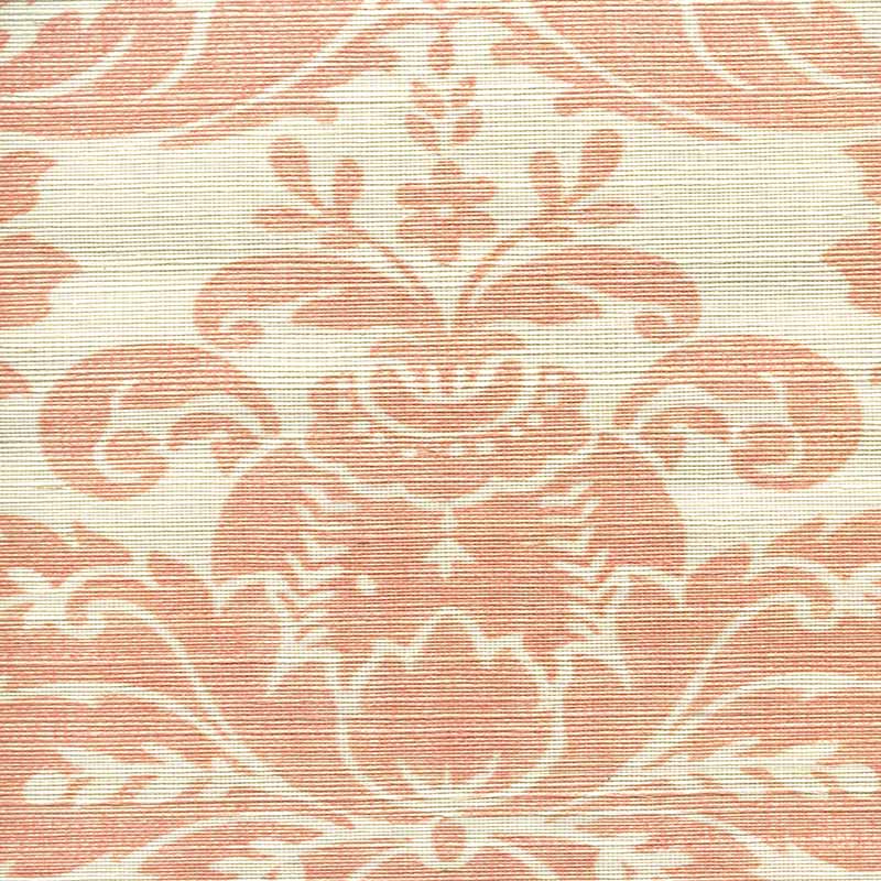 Quadrille Monty On Grasscloth Pale Shrimp Wallpaper 302150R-05