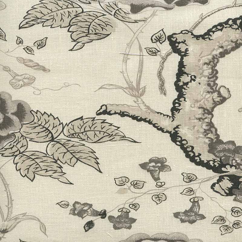 Quadrille Tree Peony Charcoal Grays Fabric 302255C-01