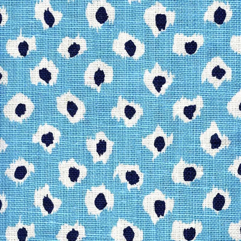 Quadrille Moroc Turquoise Navy On Oyster Fabric 302276P