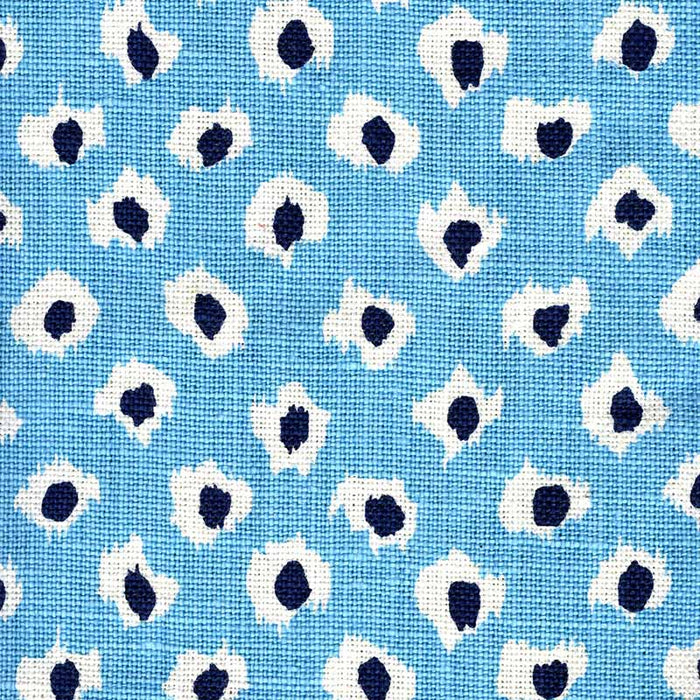 Quadrille Moroc Turquoise Navy On Oyster Fabric Sample 302276P